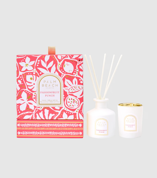 PALM BEACH CANDLE & DIFFUSER SET PASSIONFRUIT PUNCH