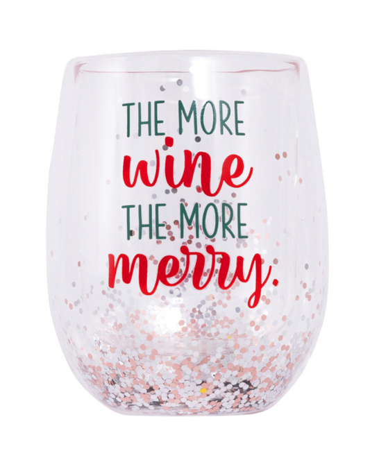 CHRISTMAS MERRIER STEMLESS GLASS