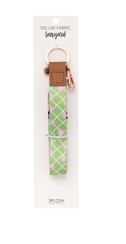 TEACHER GREEN DAISY FABRIC LANYARD