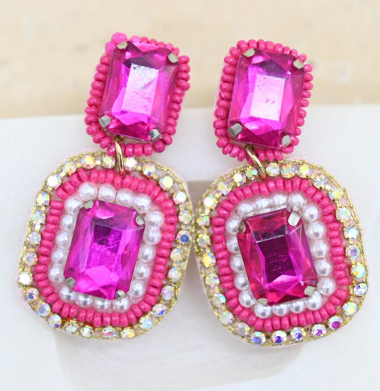 BEADED PINK EARRINGS