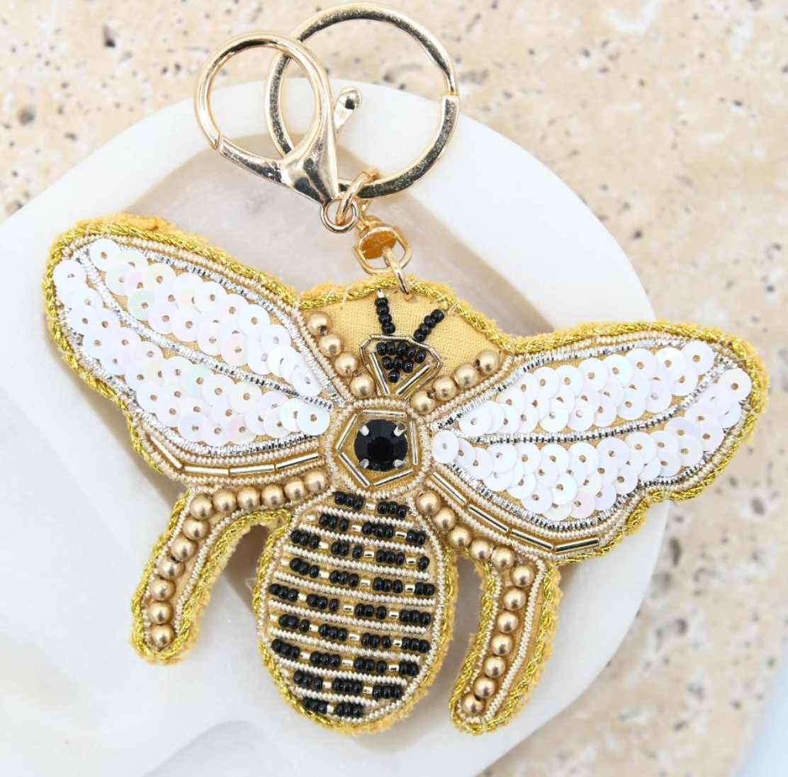 BEADED BEE KEYRING