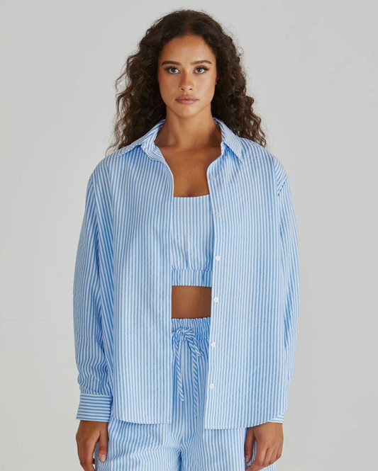 SASS ALANI SHIRT BLUE WHITE STRIPE