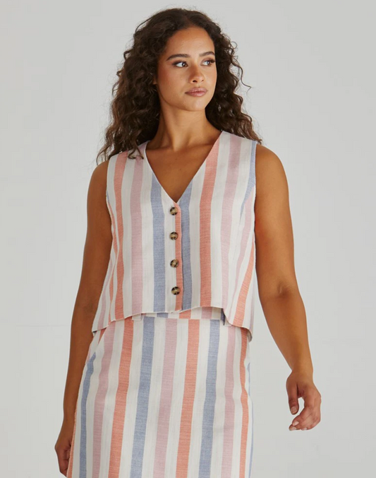 SASS TRAVIS VEST MULTI STRIPE
