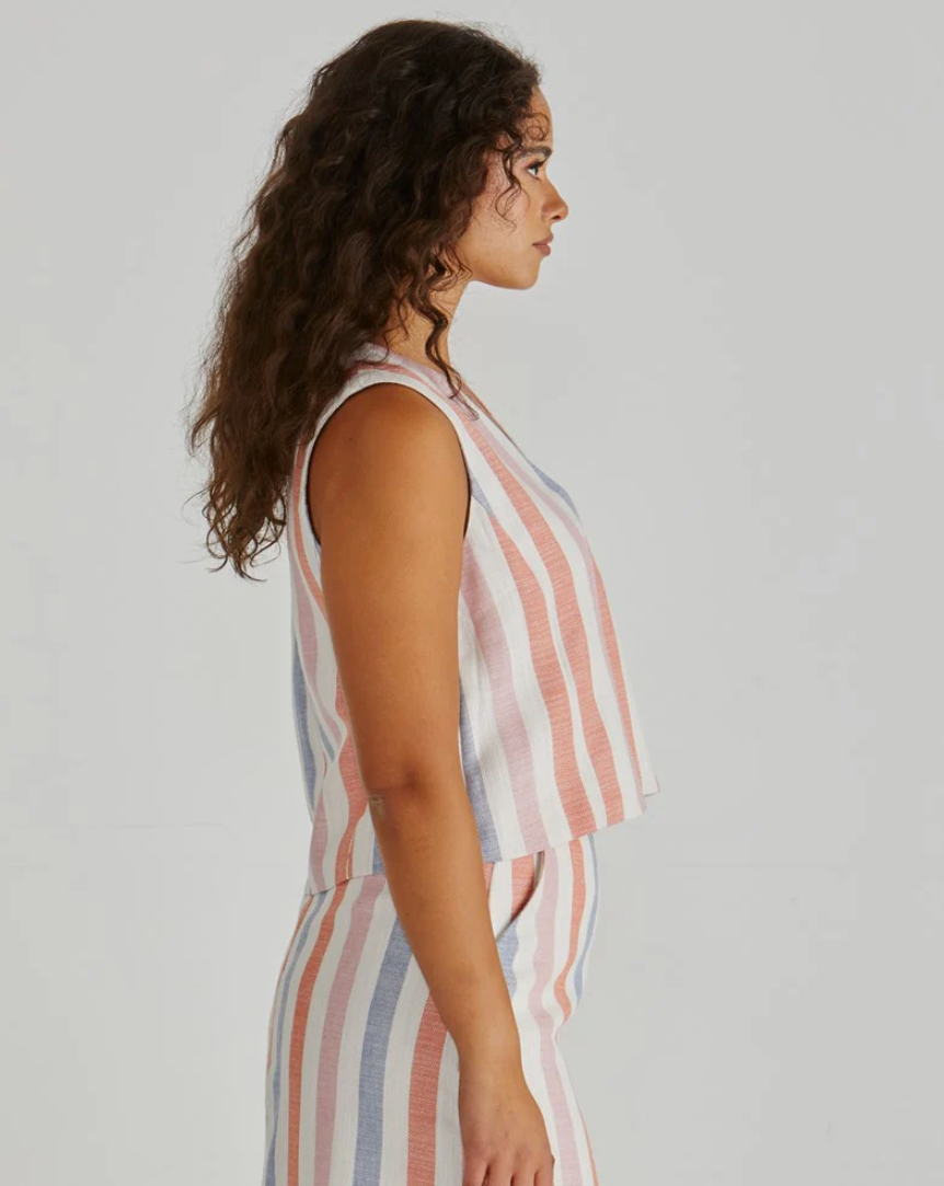 SASS TRAVIS VEST MULTI STRIPE