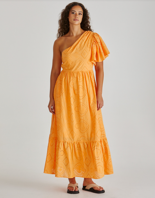 SASS ONE SHOULDER RIVA MAI DRESS ORANGE