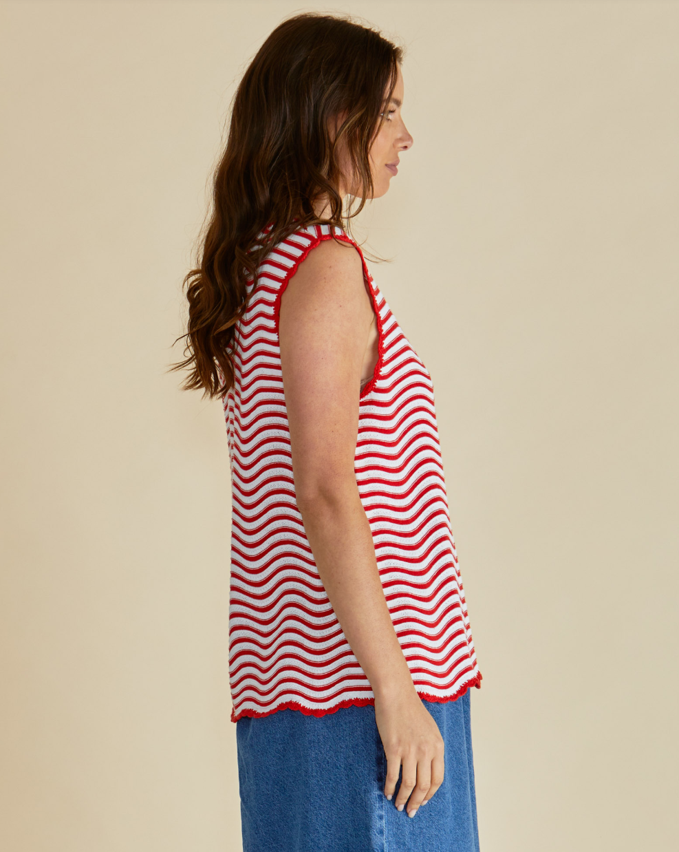 BETTY BASICS AVIVA TANK RED/ WHITE STRIPE