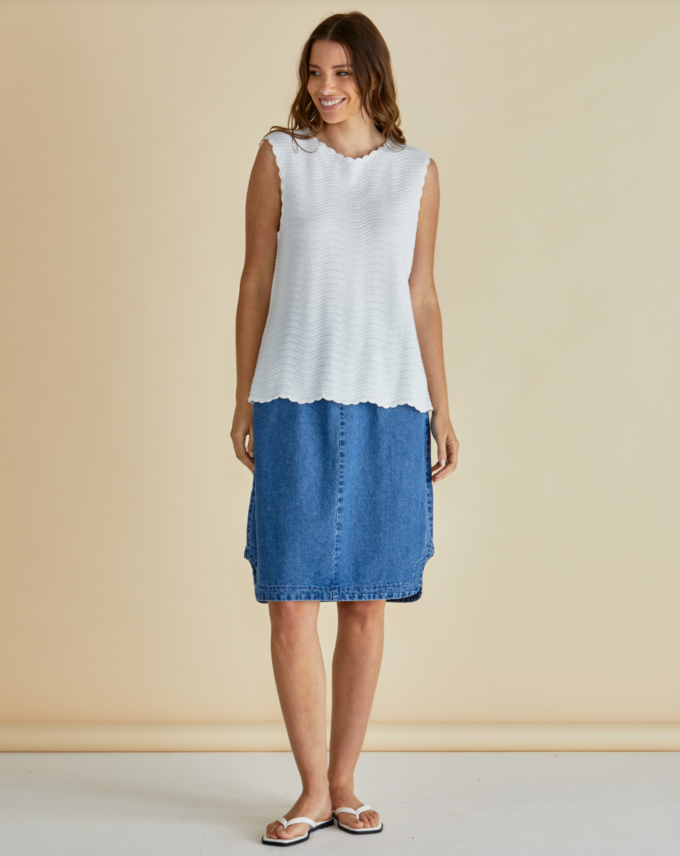 BETTY BASICS AVIVA TANK WHITE STRIPE