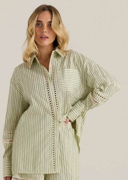 SASS NERIDA TRIM SHIRT OLIVE