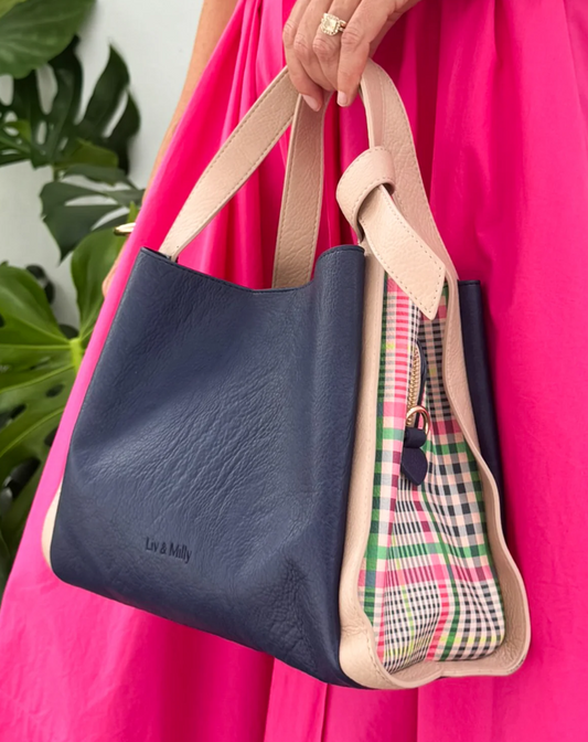 LIV & MILLY TANYA BAG NAVY/GINGHAM
