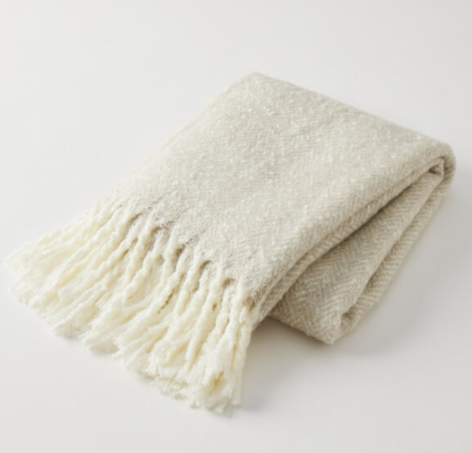 HERRINGBONE THORW - BEIGE