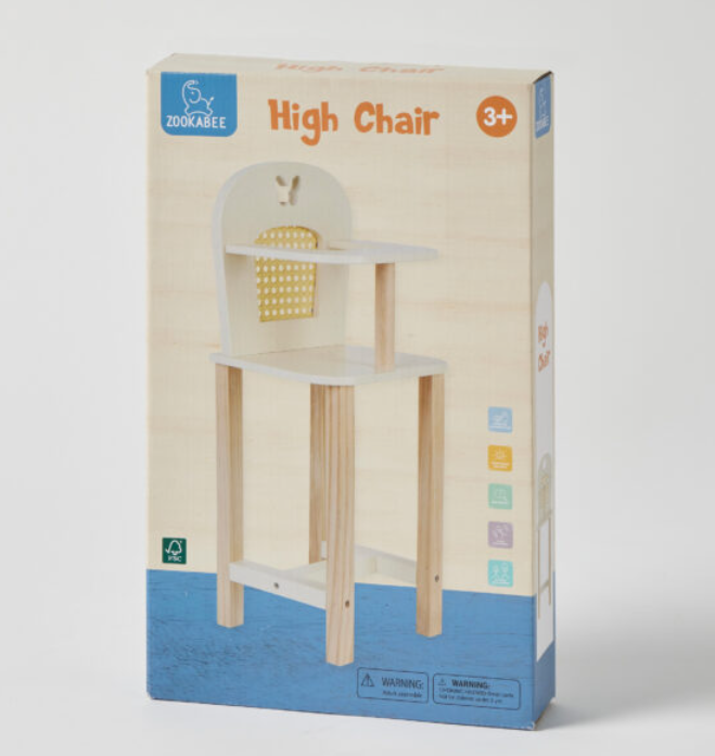 WOODEN DOLL HIGH CHAIR