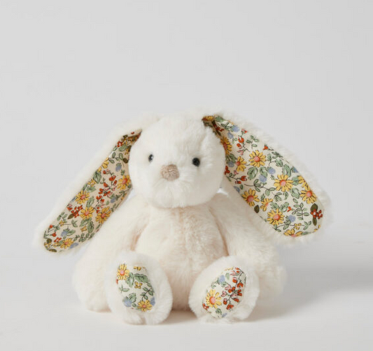 FLORAL WHITE BUNNY RATTLE
