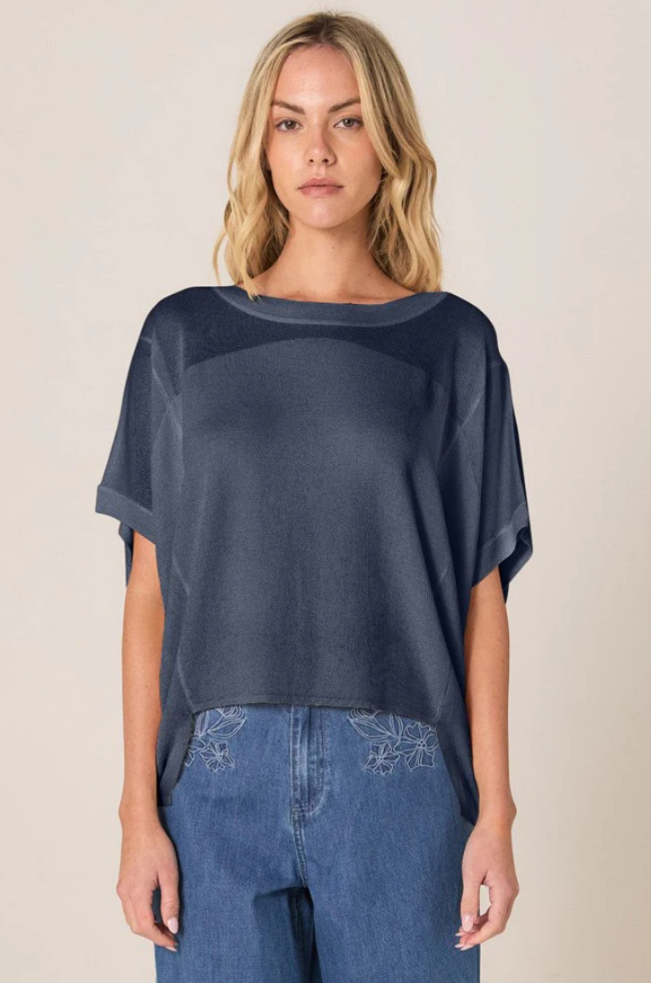 FATE & BECKER ESTHER KNIT TOP NAVY