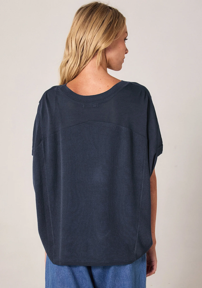 FATE & BECKER ESTHER KNIT TOP NAVY