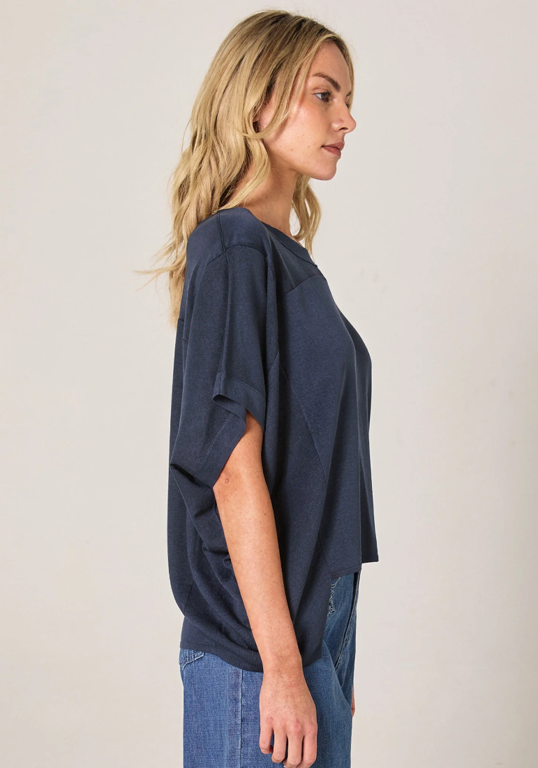 FATE & BECKER ESTHER KNIT TOP NAVY