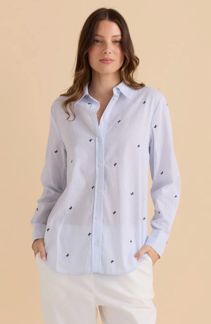 BETTY BASICS REID SHIRT BLUE