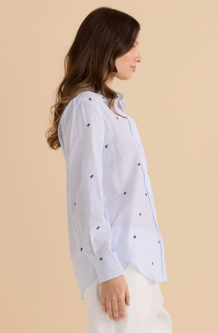 BETTY BASICS REID SHIRT BLUE