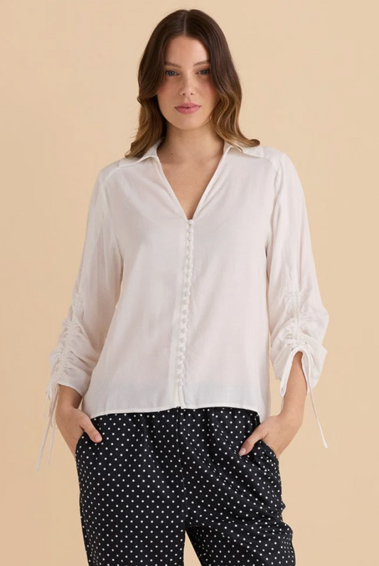 BETTY BASICS BELINDA BLOUSE WHITE
