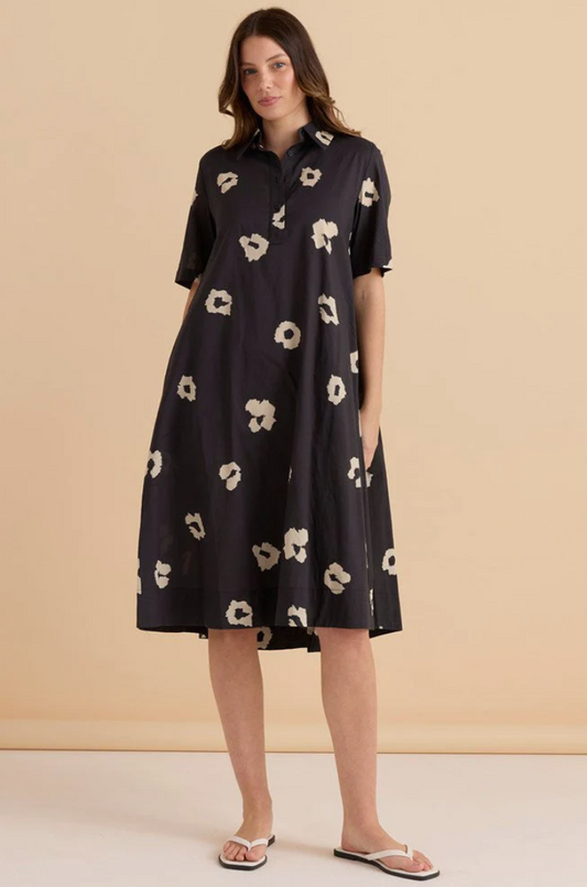 BETTY BASICS SAVANNAH SWING DRESS LEOPARD