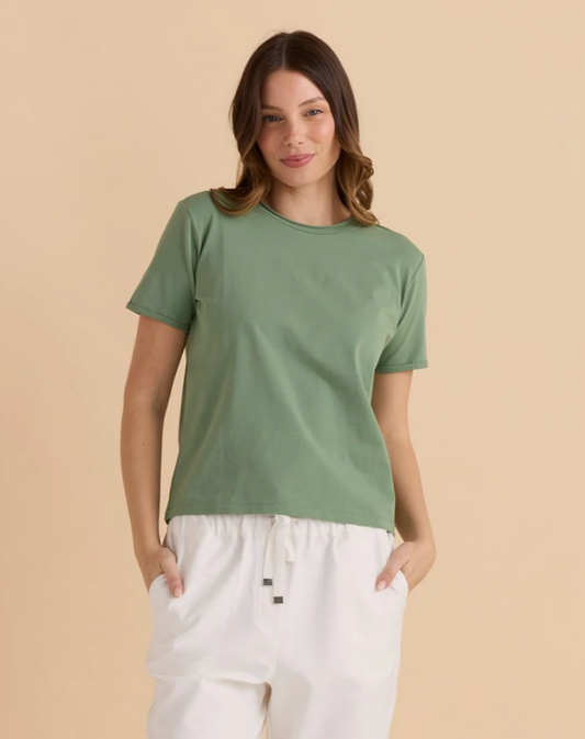 BETTY BASICS COTTON SLIM TEE GREEN