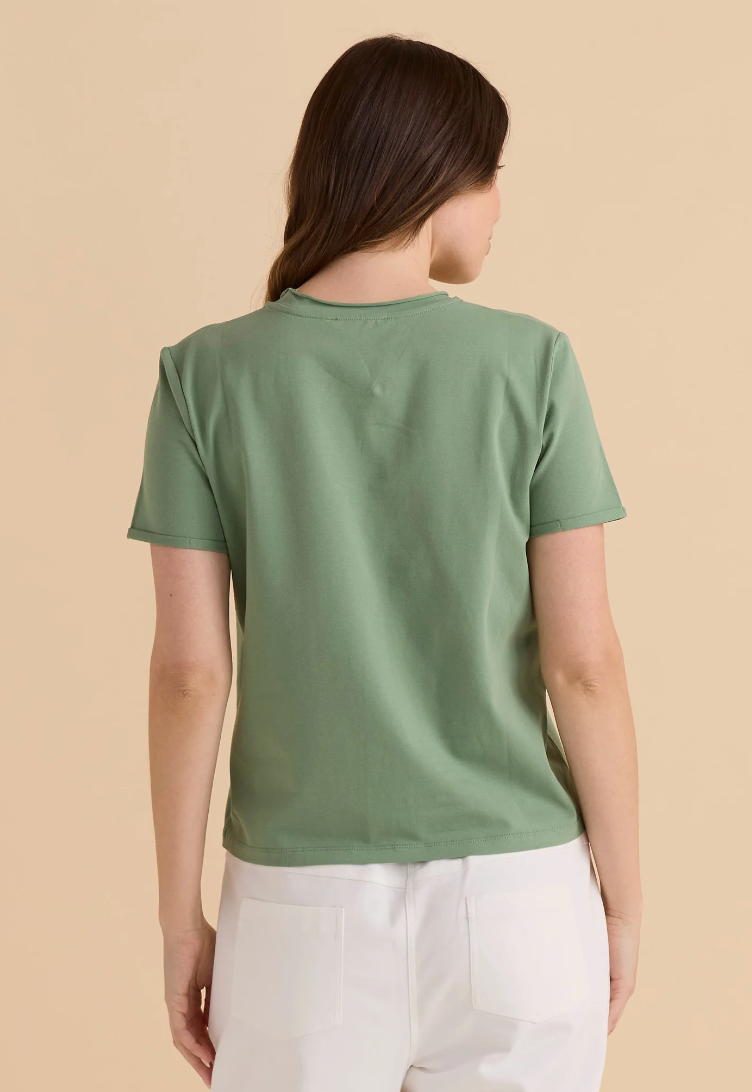 BETTY BASICS COTTON SLIM TEE GREEN