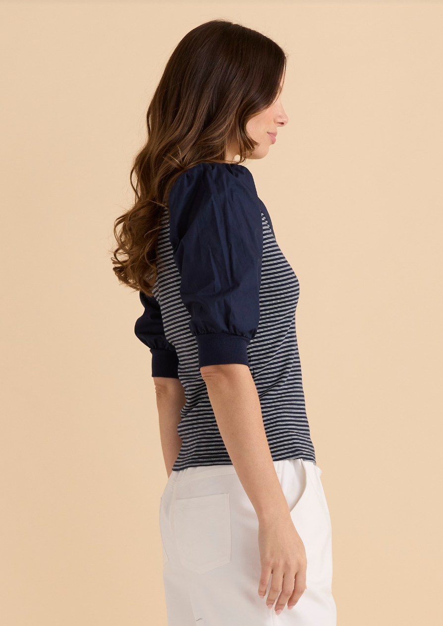 BETTY BASICS RALPH RIB TOP NAVY