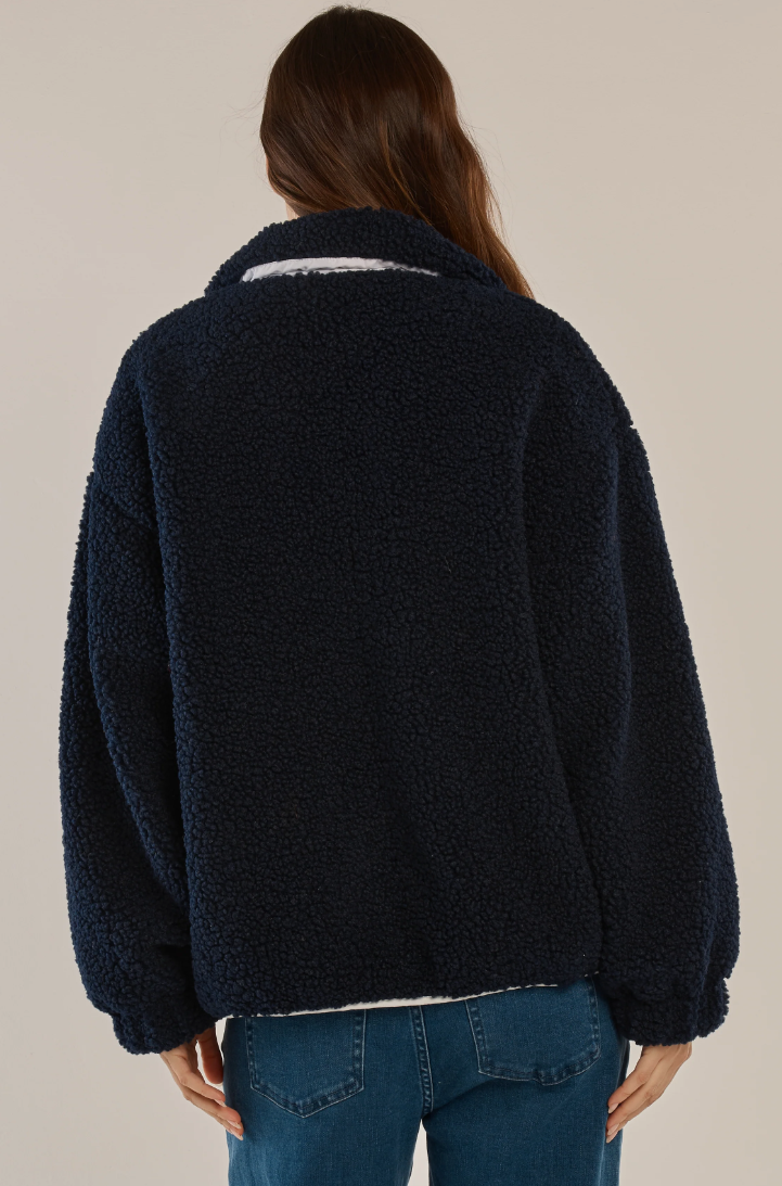 BETTY BASICS JAYNE FLEECE JACKET NAVY