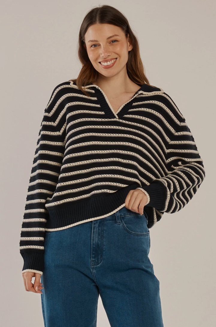 BETTY BASICS ABERDEEN POLO KNIT SWEATER