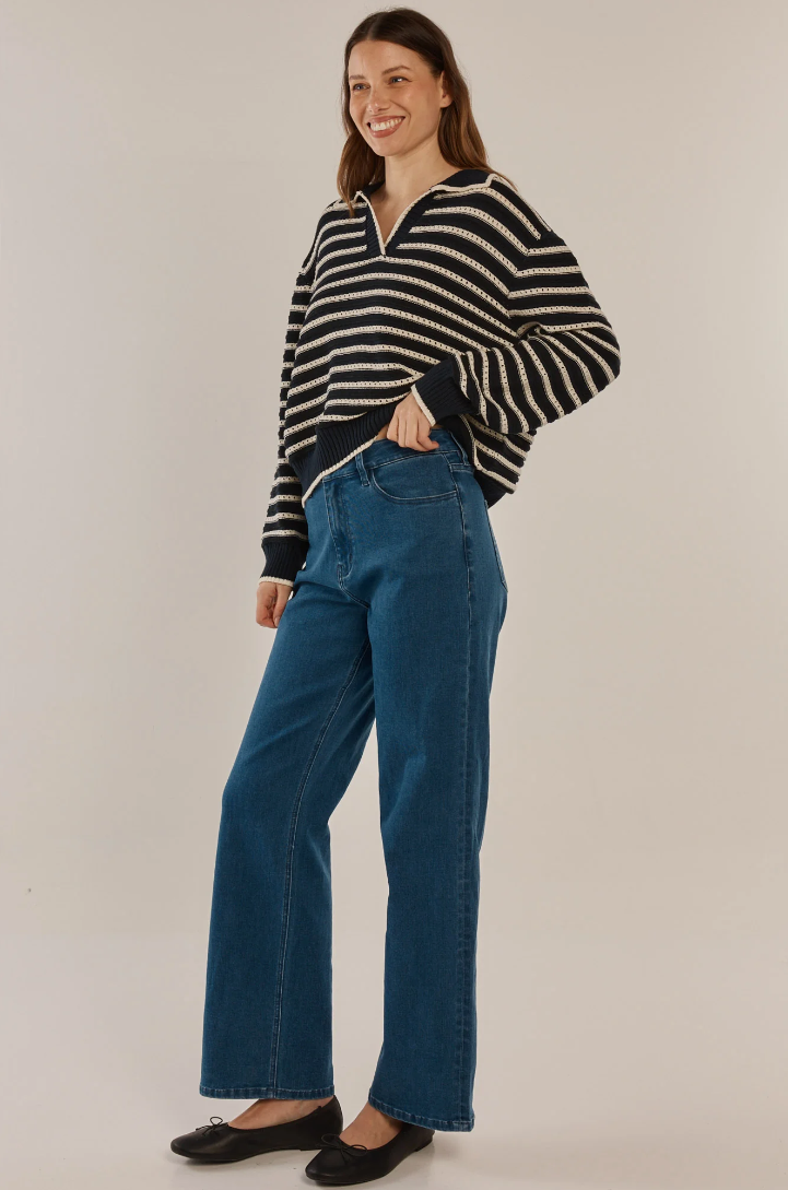 BETTY BASICS ABERDEEN POLO KNIT SWEATER