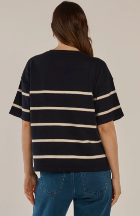 BETTY BASICS BAILEY BOXY TOP NAVY