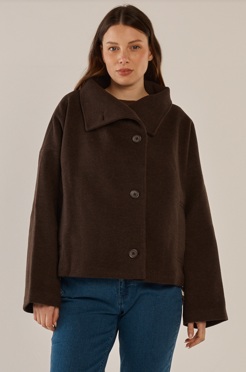 BETTY BASICS PRUE PEA COAT CHOCOLATE
