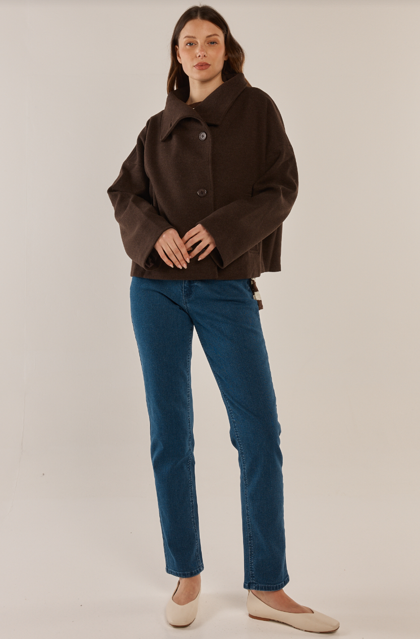 BETTY BASICS PRUE PEA COAT CHOCOLATE