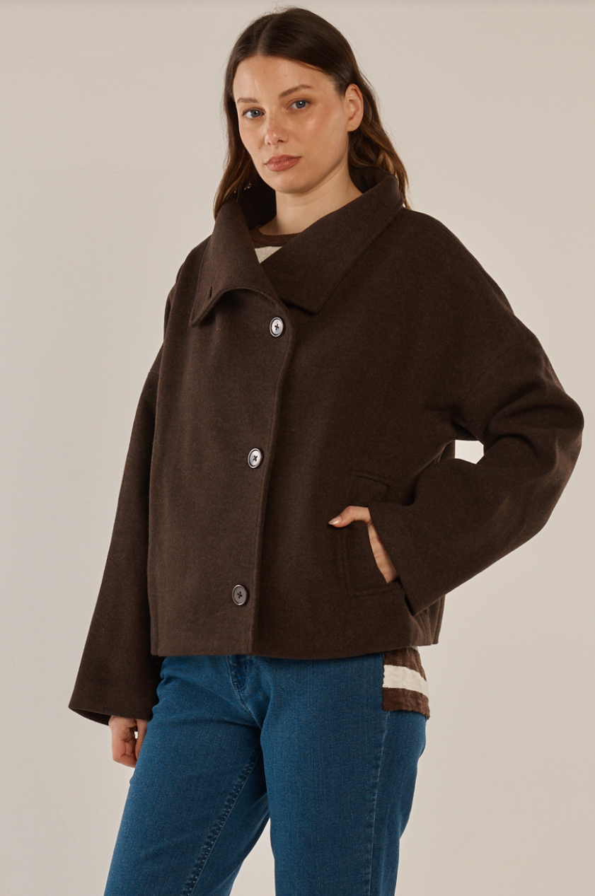 BETTY BASICS PRUE PEA COAT CHOCOLATE