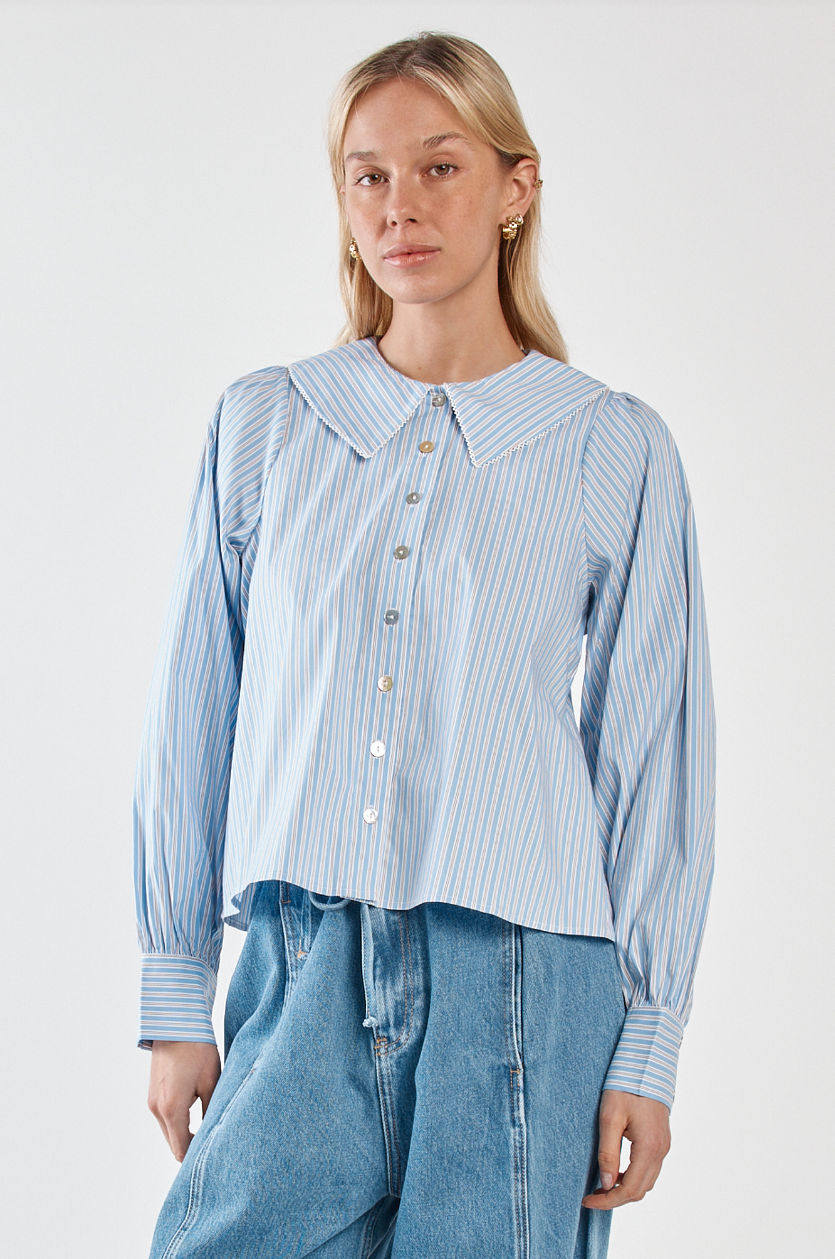 SASS GYPSY COLLARED SHIRT BLUE STRIPE