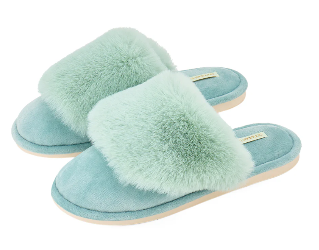 SLIPPER COSY LUXE MIST GREEN SML