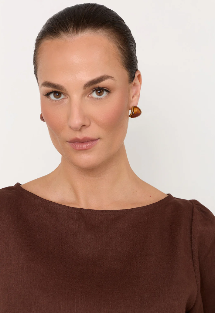 ADORNE STUD EARRINGS BROWN
