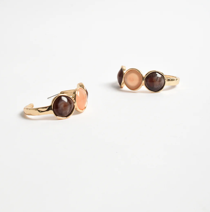 ADORNE STONE HOOP EARRINGS