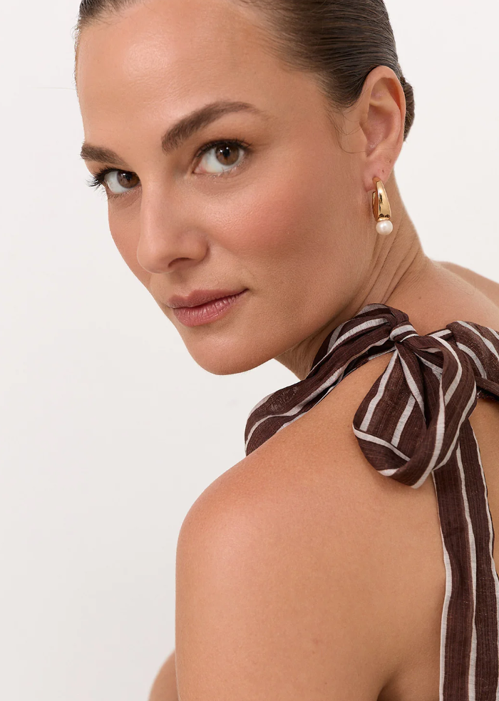 ADORNE PEARL HOOP EARRINGS