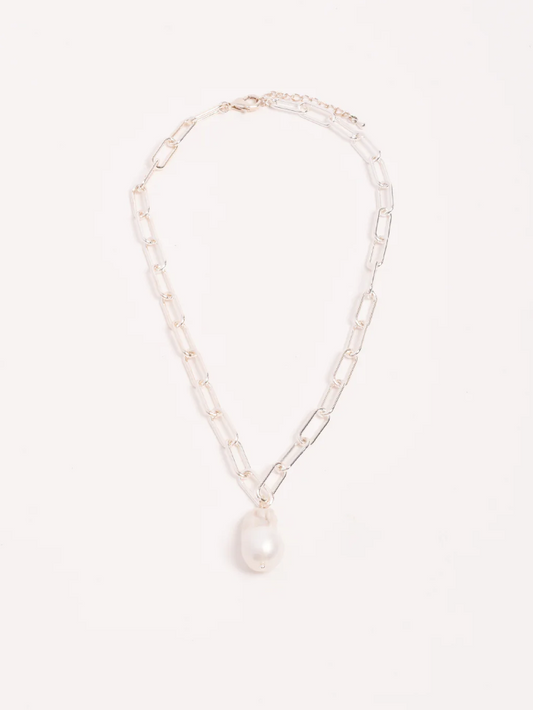ADORNE PEARL PENDANT NECKLACE SILVER