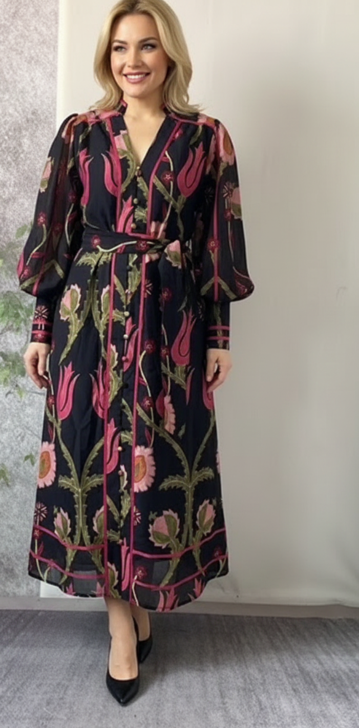 LORRAINE FLORAL TIE MAXI