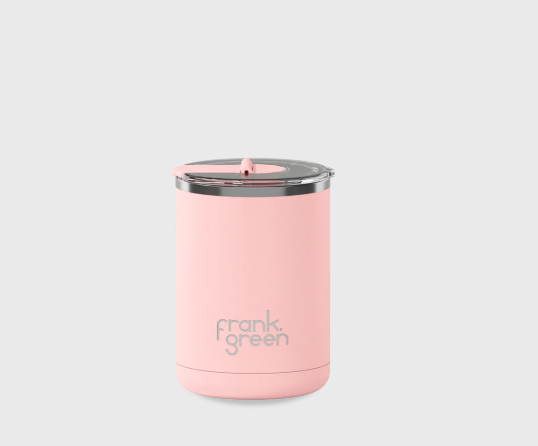 FRANK GREEN 12OZ CERAMIC COFFEE CUP SCREW LID BLUSHED PINK