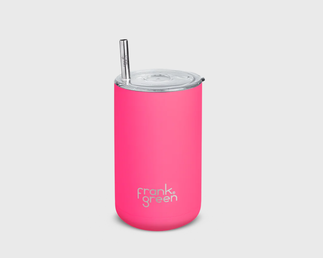 FRANK GREEN ICED COFFEE CUP WITH STRAW BUBBLEGUM