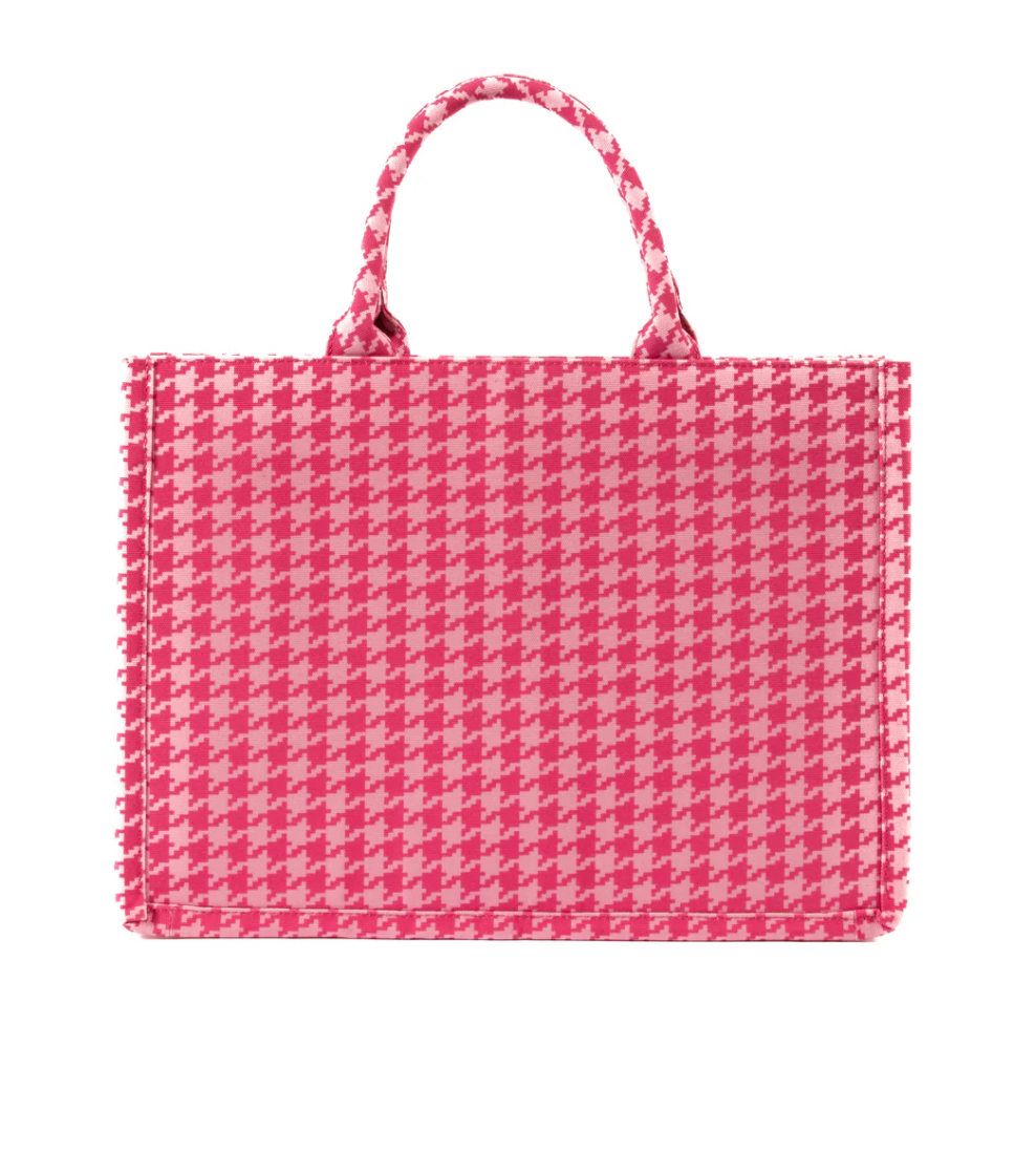 LIV & MILLY BOOK BAG - PINK HOUNDSTOOTH