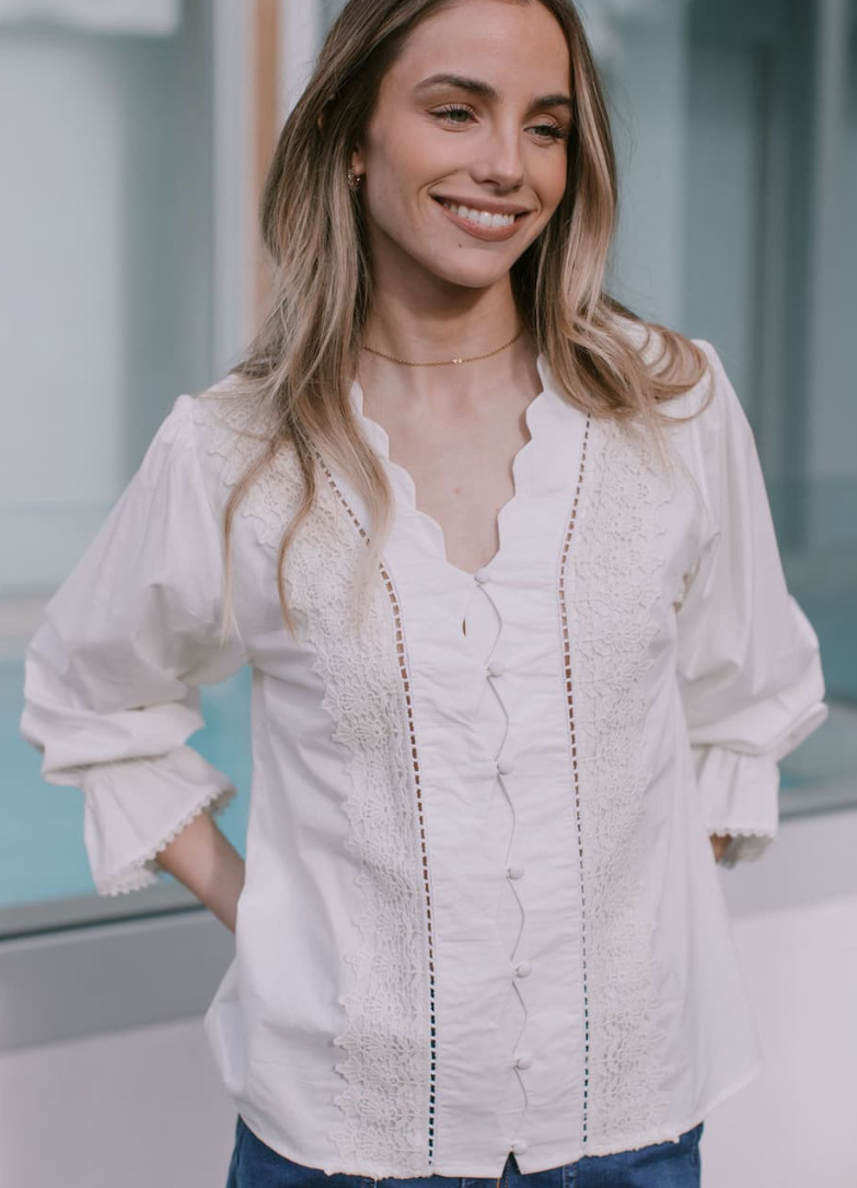JOSIE LACE LS BLOUSE WHITE
