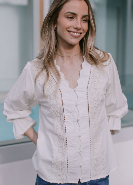 JOSIE LACE LS BLOUSE WHITE