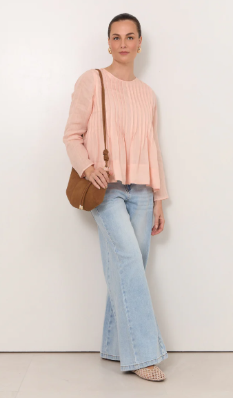 ADORNE CAMILLE BLUSH PLEATED TOP