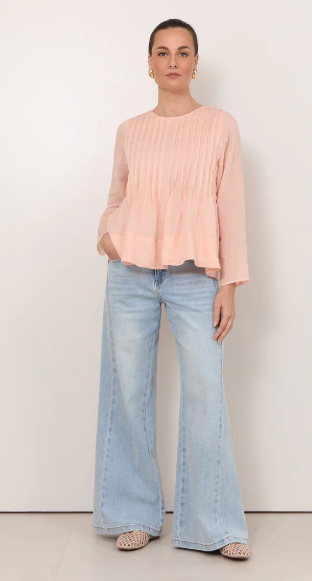 ADORNE CAMILLE BLUSH PLEATED TOP
