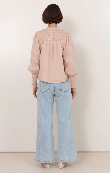 ADORNE VALENTINA SHIRRED TOP STONE
