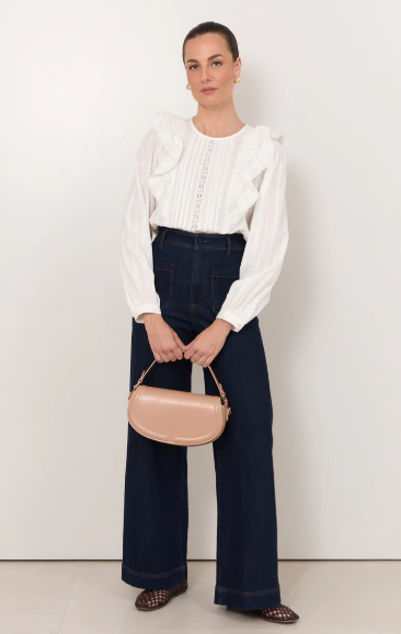 ADORNE SHANNON RUFFLE SHIRT WHITE