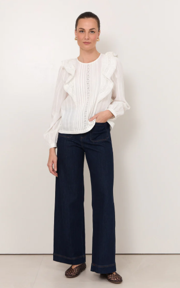 ADORNE SHANNON RUFFLE SHIRT WHITE
